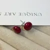 Pendientes de plata de ley 999 con cerezas color vino y guisantes para mujer, pendientes de lujo ligero de alto temperamento, pendientes 2025 nuevo