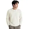 2026 se puede reactivar # Sudadera de alta gama retro de trabajo pesado de dos piezas falsas con textura horizontal de manga larga para hombre, nuevo modelo de algodón de otoño