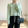 Sudadera casual de punto para mujer, estilo de otoño e invierno, color liso, cuello redondo, corte holgado, adelgazante, para uso diario, transfronteriza europea y americana
