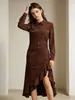 Vestidos Europeos y Americanos de Amazon, Nuevos Estilos de Primavera y Verano, Mangas Largas con Volantes en los Bordes, Ajustados, Vestidos Largos Irregulares, Ropa Femenina Transfronteriza