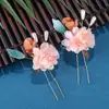 Venta Directa de Fábrica Tocados Hanfu Pasador Borla Juego Completo de Corona de Pelo Estilo Antiguo Peine de Flores de Seda Pasador