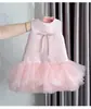 Vestido infantil para apresentação de piano de aniversário, vestido de tule sem mangas novo 2026 para meninas, vestido do dia a dia para menininhas