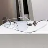 Armazón metálico ovalado para gafas con incrustaciones de diamantes, armazón de gafas sin montura con perlas, aspecto de alta gama, apto para lentes graduados o lentes sin graduación