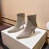 Elegantes Botines para Mujer, Tacones Bajos, Tacones Altos, Invierno Terciopelo Puntiagudos Tacones de Aguja, Botas Elásticas de Gamuza, Cómodos Botines Franceses Ajustados