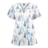 Roupa para lavar à mão Decote V Odontologia Oral Lavagem das mãos Beleza Salão Pet Hospital Médico Secagem rápida Estampada Roupa de enfermagem para homens e mulheres