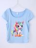 Camiseta de niña con patrón popular transfronterizo que se puede hacer DIY 4-14 años de edad con estampado de dibujos animados para niñas deportiva y de ocio tops de color puro
