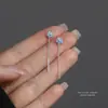 Pendientes de Flor Azul Fresca de Plata de Ley S999 para Mujer, Pendientes Largos Súper Brillantes de Nicho Dulces Pequeños Frescos, Simples y Versátiles