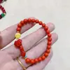 Pulsera de cinabrio natural para mujer, pulsera de cera de abeja, arena roja, ruyi, joyería retro nueva china, este año de vida, transferencia, venta al por mayor, directo