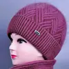 Gorro tejido, bufanda cálida para la abuela, gorro de algodón al por mayor, conjunto para mujer para mamá, gorro de lana para mediana edad y personas mayores, engrosado para otoño e invierno