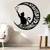 Letrero de Metal Luna Gato Negro Decoración para Colgar en la Pared Arte de Pared Decoración del Hogar Pintura de Lata Arte de Hierro Vintage