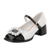 Zapatos Mary Jane de Tacón Grueso Estilo Francés con Pedrería para Mujer, Estilo Primavera 2025, Tacones Altos Elegantes con Correa Pequeña en el Tobillo Estilo Chanel y Diseño de Boca Baja