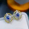 Aretes de Zafiro Natural de Sri Lanka Plata 925 Incrustados Color Natural Aretes Tesoro Luz de Lujo Noble Estilo Caliente en Vivo