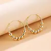 Pendientes de Aro Populares Transfronterizos Chapados en Oro para Mujer, Clips para Orejas de Perlas Redondas, Pendientes de Aro de Moda de Alta Gama de Oro de 18K al por Mayor