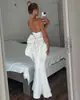 Vestido de Noche Jacquard sin Tirantes Cola de Pez con Lazo Grande en la Espalda, Corte Ajustado, Vestido Largo de Comercio Exterior