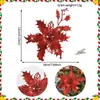 Flores Artificiais Transfronteiriças da Amazon Flores com Pó Dourado Decoração de Cena de Natal Decoração de Natal de Feriado Flores de Natal