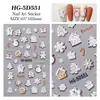 Pegatinas Originales de Navidad 5D en Relieve, Lote Mixto Variado Pegatinas para Uñas de Oso Navideño 3D Hombre de Jengibre Modelo Hg