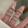 Anillos Planos Apilables para Mujer, Elegantes y Versátiles, Anillos Abiertos de Cadena de Plata S925, Joyería de Moda Estilo Ins