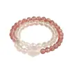 Pulsera de Cristal de Fresa Natural BiYi, Pulsera de Cristal Rosa Repelente del Fuego de Energía Positiva para Mujeres, Nuevo Modelo 2026, Exquisita y Única