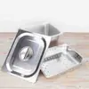 Recipiente Rectangular de Acero Inoxidable para Porciones Recipiente Rectangular para Verduras Plato Cuadrado para Comida Rápida Plato para Mermelada con Tapa Recipiente para Malatang Recipiente para Buffet