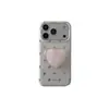 Estrellas con patrón de diamantes adecuadas para soporte en forma de corazón Apple 17PRO funda para teléfono iPhone18promax 15p simple 16