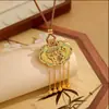[Mesmo Estilo de Laopu Weixue] Colar com Pingente Bússola Oito Tesouros Cor de Ouro Areia para Mulheres Colar com Corda Pingente Dourado de Cabaça Jiaer