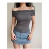 Top Curto Sexy Off-Shoulder Ajustado na Cintura Camisa Base Atacado