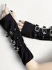 Moda Europea y Americana Punk Oscuro Hebilla de Metal Guantes con Correa Puños de Botón Accesorios de Disfraz de Halloween