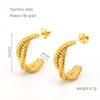 Pendientes de acero inoxidable con forma de C, de titanio y diseño irregular, con líneas de moda transfronterizas de estilo europeo y americano.