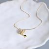 Collar de Oso con Alas de Ángel Simple Elegante Estilo Coreano Diseño Nicho para Mujer Lujo Ligero Corazón Conejo Cadena de Alta Gama