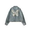 N-52TRW Chaqueta vaquera lavada con bordado de mariposas de moda china para hombre y mujer, chaqueta holgada de primavera y otoño W120