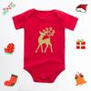 Feliz Natal Natal vermelho bebê macacão manga curta algodão macacão bebê macacão