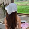 Pañuelo Triangular Retro de Crochet Estilo Francés Hecho a Mano Tejido para Atar Pastoral Artístico Marítimo Dulce Accesorio para el Cabello para Mujer