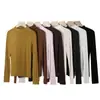 Nueva Camiseta Base de Manga Larga para Otoño e Invierno con Cuello Alto Pequeño, Top Delgado de Cuello Redondo para Mujer, Camiseta Sencilla de Color Sólido Cálida para Mujer