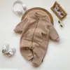 Mono de estilo coreano para recién nacidos, modelo nuevo, unisex, para bebé, versátil, con forro polar, mameluco con cremallera para bebé