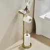 Portarrollos de Papel de Cocina de Acero Inoxidable con Soporte para Teléfono Móvil Cepillo para Inodoro Limpiador de Inodoro Almacenamiento para Limpieza de Inodoro Colgante de Pared