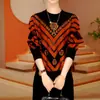 Camiseta de alta gama, reductora de edad, de manga larga, con adornos de pedrería para mujer, nuevo estilo otoño/invierno, corte holgado, cubre el abdomen, efecto adelgazante, moderna, versátil y cómoda.