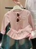 Suéter de Punto de Manga Larga Estilo Coreano para Niñas, Nuevo Top Versátil Elegante Estilo Princesa para Primavera y Otoño, Camiseta Básica de Moda para Niños