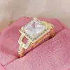 Desejo de nicho transfronteiriço moda europeia e americana mais vendida luxo novo quadrado totalmente cravejado anel feminino direto da fábrica r803