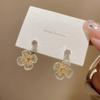 Nuevos pendientes de flores de cristal con incrustaciones de diamantes de Corea del Sur: pendientes ligeros de lujo con un diseño de nicho de moda, pendientes de celebridades de Internet.