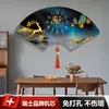 Reloj Nuevo Estilo Chino Creativo, Sencillo y de Moda, Reloj Personalizado sin Clavos, Pintura Decorativa en Forma de Abanico, Reloj de Pared para Sala de Estar
