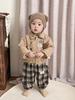 Traje acolchado de manga larga para bebé niño, Otoño e Invierno, Dibujos animados lindos, Bebé, Finales de otoño, Abrigo cálido, Conjunto de dos piezas moderno