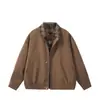 Yidao Roupas Vintage 2026 Outono Novo Jaqueta Maillard Falsa de Duas Peças para Homens e Mulheres, Jaqueta Retro com Patchwork de Xadrez e Gola Reversível
