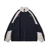 Chaqueta de Otoño e Invierno 2024 con Costuras de Color Contrastante Estilo Retro Cuello Alto para Hombre Marca de Moda Estilo Preppy Holgado Chaqueta Casual para Parejas