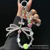 Cadena para Teléfono Móvil Fresa de Diamantes Completos Ins Lazo Cuentas de Cristal Zircón Cuerda Colgante Lanyard DIY para Teléfono Móvil Espaciador Corto con Cuentas