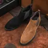 Botas para Hombre Chao Suela Ligera Forradas de Borrego Botas Chelsea de Cuero para Hombre Botas de Ante de Vaca Botas Martin Zapatos de Cuero