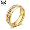Anel de ouro com diamante europeu e americano anel de aço titânio anel totalmente cravejado de diamantes anel de diamante coreano JZ079 vendas diretas da fábrica