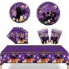 Novo traje tema Halloween Gato Preto Roxo Festa Infantil Abóbora de Terror Talheres Descartáveis traje Suprimentos