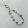 Cadena para Teléfono Oso Trébol de Cuatro Hojas Verde Hecha a Mano con Cuentas Lanyard Estilo Ins para Niña Decoración con Colgante Lindo