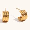 Moda transfronteiriça europeia e americana, brincos mini de três camadas, aço inoxidável, banhado a ouro 18K, design de nicho de temperamento, novos brincos