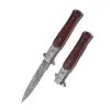 Cuchillo Plegable Pez Espada Patrón Damasco Cuchillo de Exterior Alta Dureza Mango de Madera Cuchillo Plegable Portátil Cuchillo de Autodefensa Cuchillo de Camping